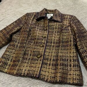 Drapers and Damons Blazer with Gold Metallic Threads & Velvet Trim Size PM
